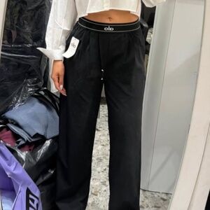 Alo Suit Up Trousers, Yoga Pants, Wide-Leg, Black --LARGE PETITE NWOT